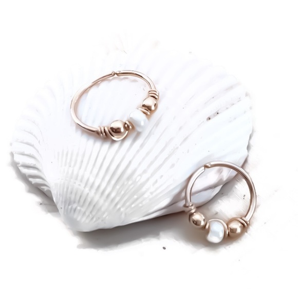 14KYGF Indie/Boho Beaded Cartilage Hoop Nose Ring - Picture 2 of 7